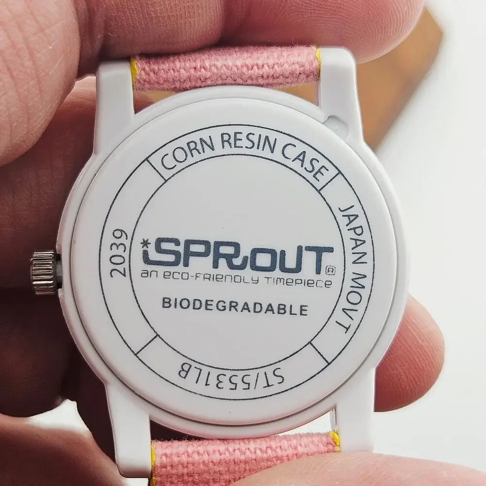 iSprout Ecofriendly Watch Blue Pink Rainbow Stripe Preppy Kawaii Statement Piece